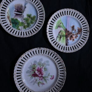 VINTAGE (3) Occupied Japan Ucagco China Hand Painted 7.25” Plate Japanese Scene